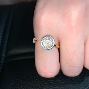 fashion jewelry Evil Eye spinning gold Electroplated copper Fidget ring.